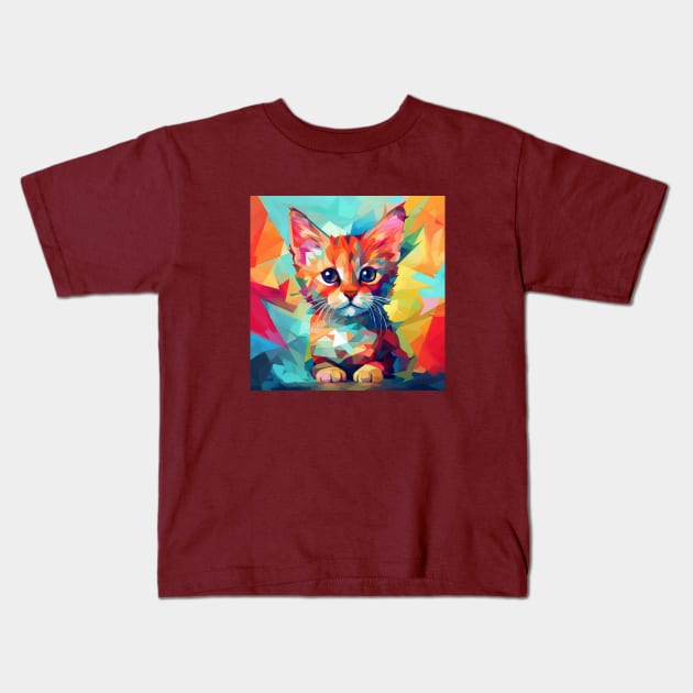 Colourful shapes kitty Kids T-Shirt by Giorgi's